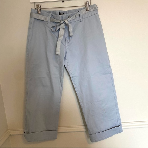AUTHENTIC Roots Baby Blue Tie Waist Capri Pants Sz 6 - Picture 2 of 7